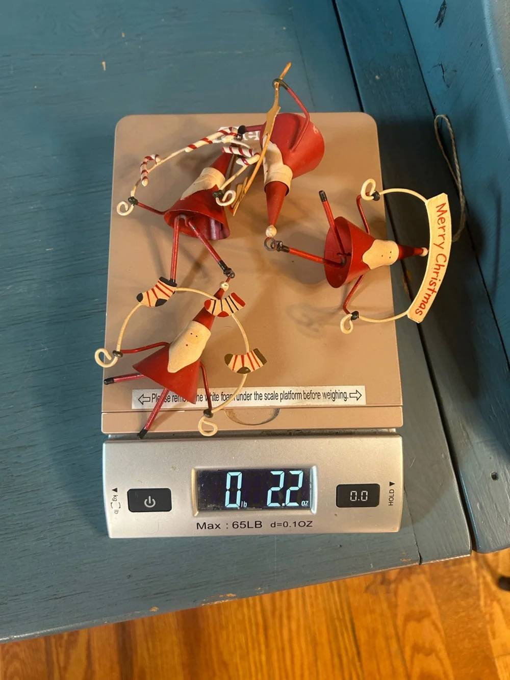 Hand Crafted Red Santa Hanging Metal Ornament Garland - Holiday Decor